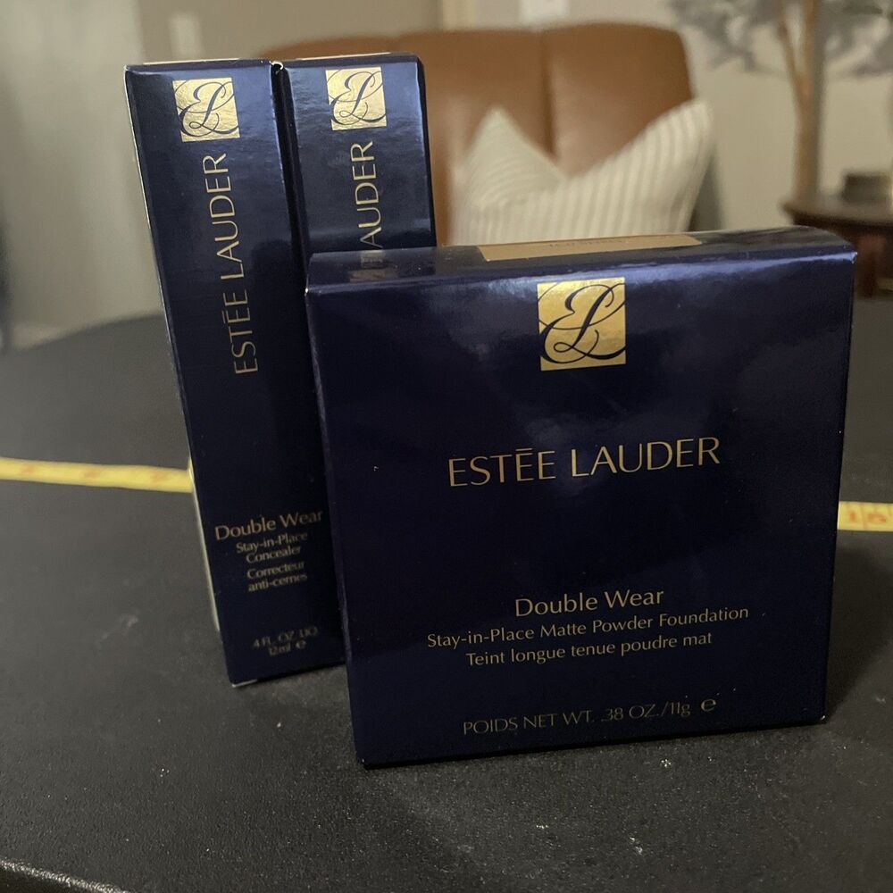 Set Of 3 Shell Estee Lauder Double Matte Powder Foundation, & Concealer 1N & 5N